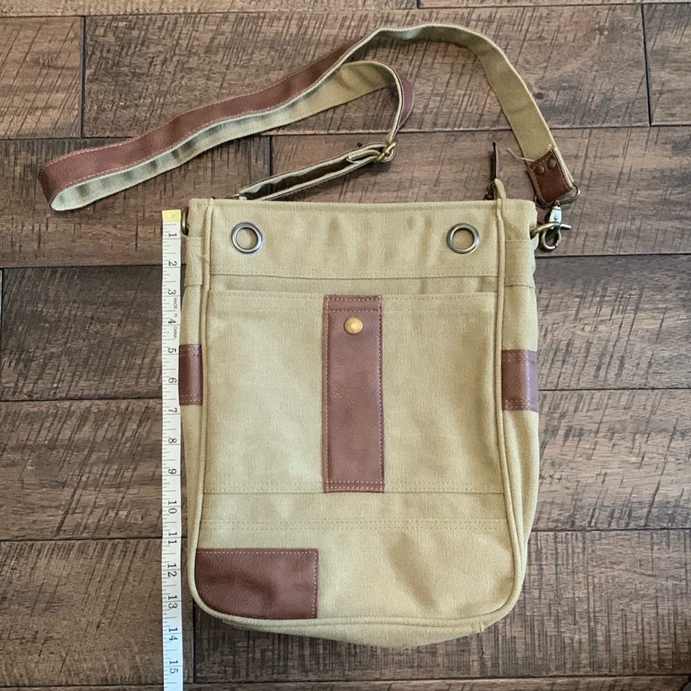 Canvas and Faux Leather Satchel- Boutique